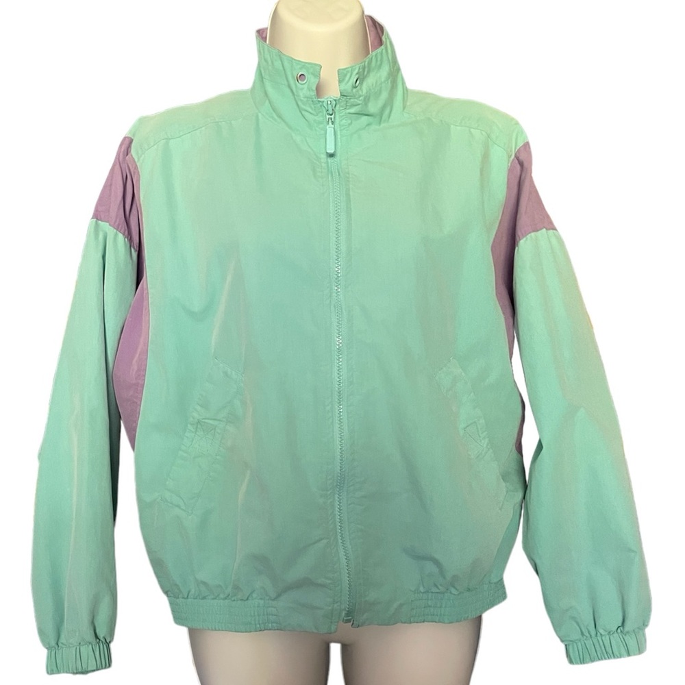 Liz Sport petite teal and lilac vintage 90s windbreaker